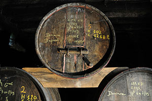 Long aging of Calvados in barrels